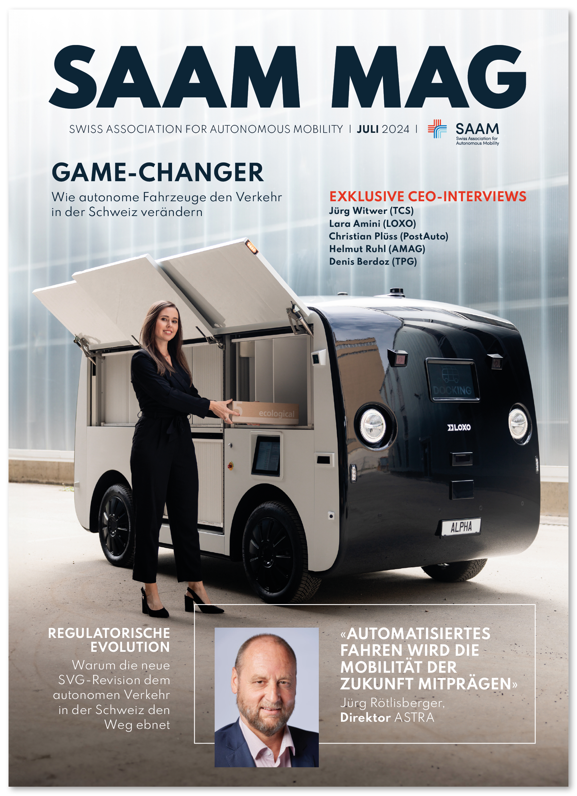 Magazin Cover Frau autonome Mobility Magazingestaltung – SAAM MAG